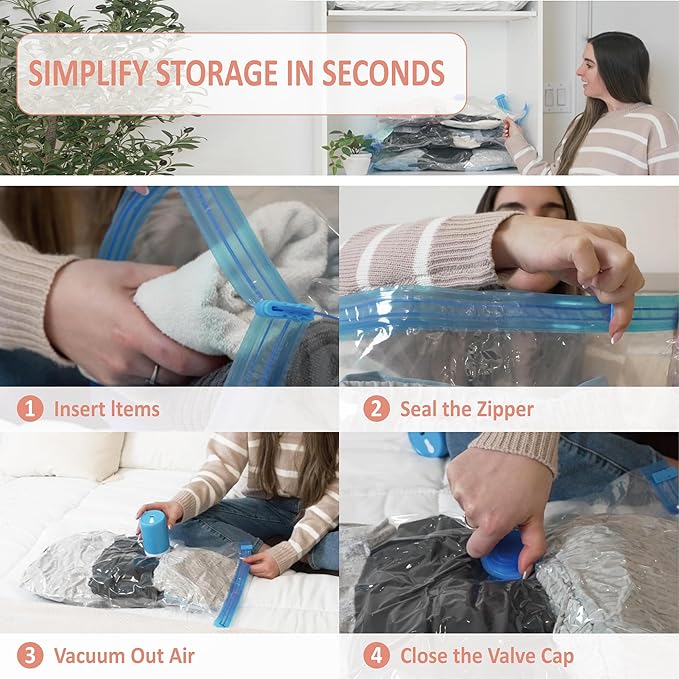 Cozy Essential 16 Pack Travel Vacuum Storage Bags with Rechargeable Wireless Electric Pump for Luggage, Suitcase, Carry-on Size Vacuum Seal Compression Space Saver Bags for Clothes and Clothing Travel