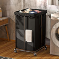 Laundry Basket 155L, Oxford Fabric Laundry Hampers, Metal Frame and Removable Bag Design with Wheels, Suitable for Bedroom, Bathroom, Dorm Room, Laundry Room (Pure Black)