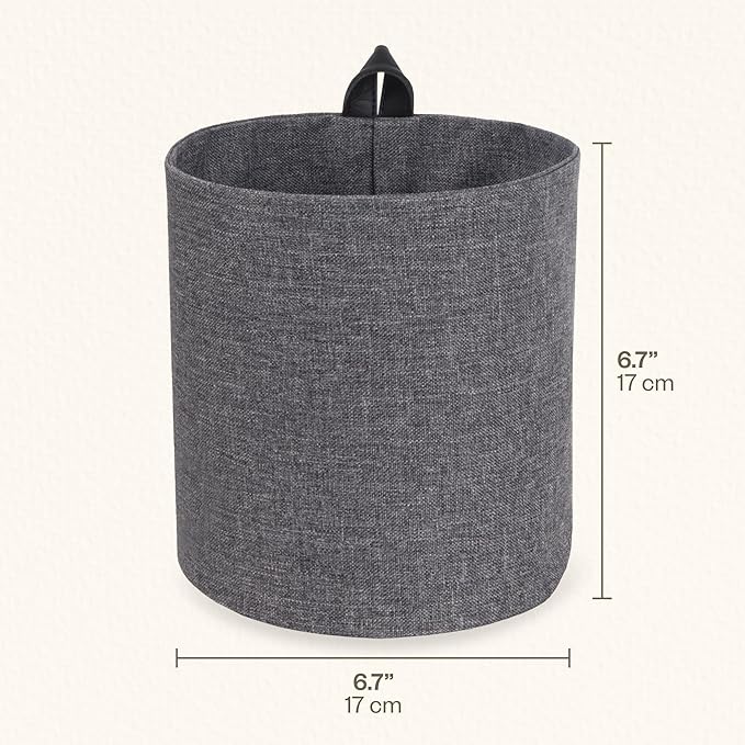 Bigso Box of Sweden Soft Hang Around Hanging Storage Basket Small | for Organizing Everyday Necessities | Collapsible Wall Hanging Storage Basket for Closets | 6.7" x 6.7" | Small | Grey