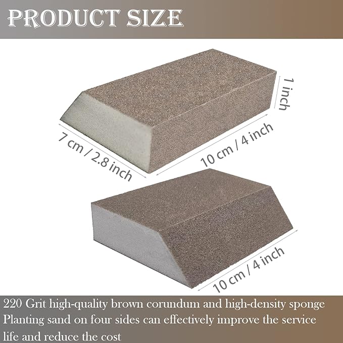 6 Pack Sanding Sponge, 220 Grit Sanding Blocks Assortment,Washable and Reusable for Wood Drywall Metal Home(220 Grit)