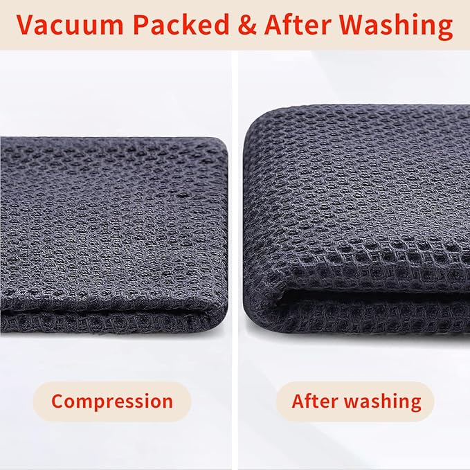 Homaxy 100% Cotton Oversized Waffle Weave Kitchen Dish Towels, Ultra Soft Absorbent Quick Drying Cleaning Towel, 20 x 28 Inches, 4-Pack, Dark Grey