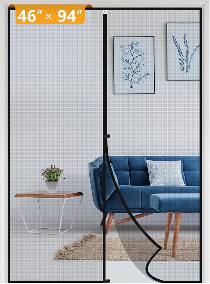 Yotache Magnetic Screen Door Fits Door Size 46 x 94, Screen Size 48" x 95" Door Screen Magnet for Walk Through Sliding Door Black