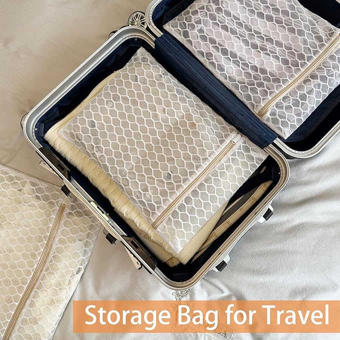 6 Pack Laundry Bag, Durable Big Honeycomb Mesh Laundry Bags Suitable for Delicate Clothes Washing (3 Large, 3 Medium) White