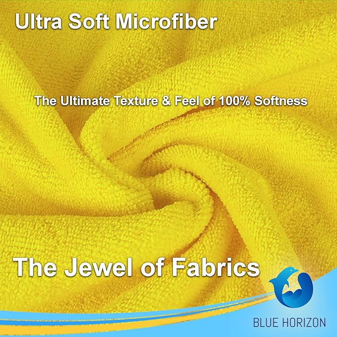 Blue Horizon Microfiber Cleaning Towels, Pack of 24, Ultra Soft Plush Washcloth Shop Towels, All Purpose Premium Microfiber Detailing Cleaning Cloths (16" x 16", Mix Color)