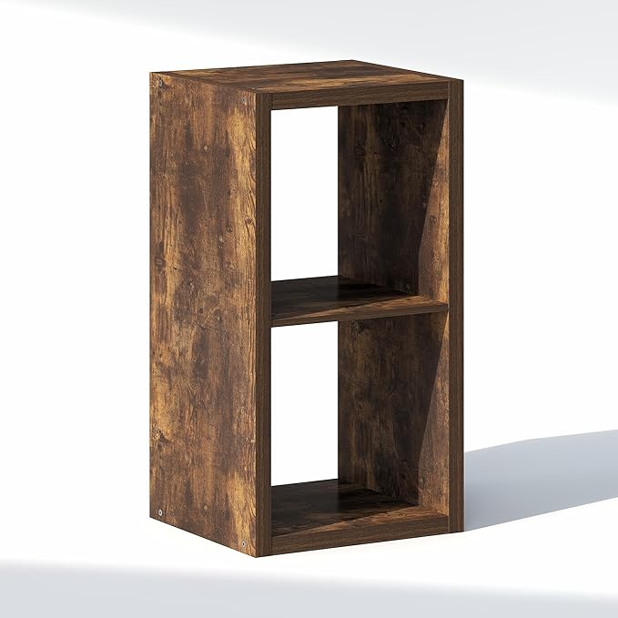 Furinno Cubic Closet Organizers and Storage, 2-Cube Closet Organizer, Open Shelf Closet Storage, Extra Thick Frame for Wardrobe, Bedroom, Living Room, Amber Pine