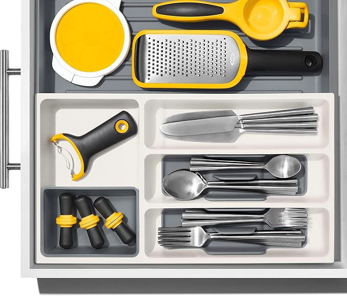 OXO Good Grips Kitchen Drawer, Expandable Utensil Organizer, White