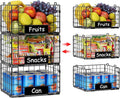 JKsmart 3 Pack Stackable Wire Baskets with NamePlates for Pantry Organizers and Storage, XL Fruit and Vegetable Basket, Metal Storage Bins for Snack Can Fruit Veggies, XL
