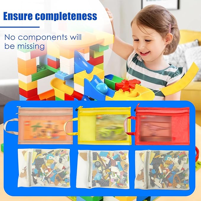 14 Pack Mesh Laundry Bags for building blocks, 2Pcs L(11.8 * 15.7in) Delicate Wash Bags for Large Building Blocks Small Plush Toys,12 Pcs M(9 * 11.8in) Laundry Bags for Micro Particle Building Blocks