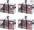 VENO 4 Pack Moving Bags and Large Christmas Storage Bins with lids. Alternative to Moving Boxes, Packing Supplies for College. Extra Large Heavy Duty Totes for Packaging (Clear, 4 Pack)