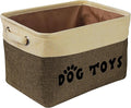 PET ARTIST Dog Toy Basket, Collapsible Dog Toy Bin Box with Comfortable Handles, Large Pet Toy Storage Organizer for Accessories, Toys, Coat & Clothing, Blanket & Leash, Brown, 15"x11"x9"