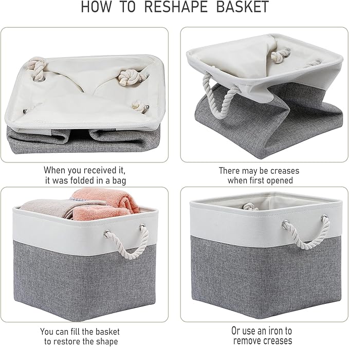 13×15×13 Inch Storage Cubes,6 Pack Cube Storage Bins for Shelves,Fabric Collapsible Storage Bins with Handles, Foldable Storage Basket for Organizing Clothes,Books (White&Gray,13"x15"x13")