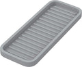 ZAPPOWARE Silicone Kitchen Sink Caddy Sponge Holder 9x3.5 (1-pack) Gray - Bathroom Vanity Tray Organizer, Soap Tray for Dish Scrubber, Soap Dispenser