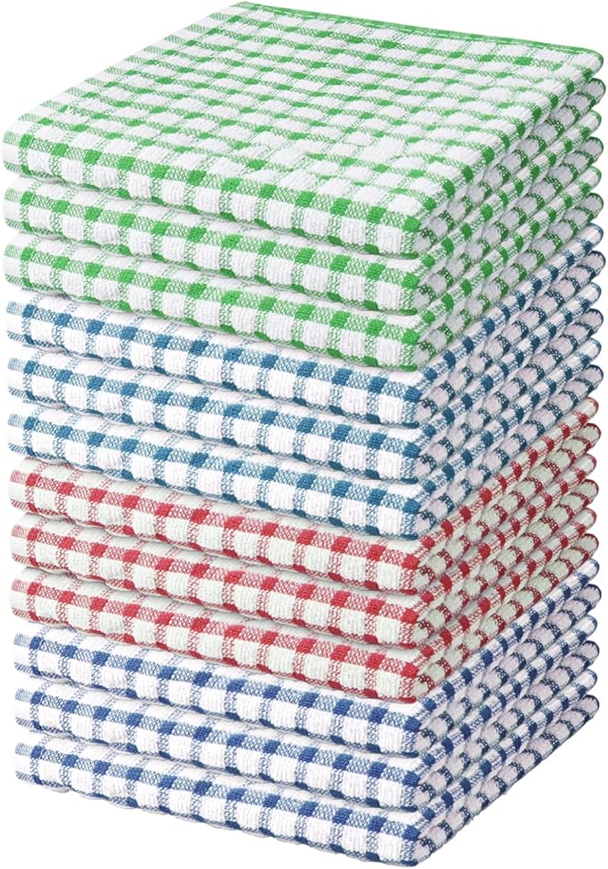 Nialnant 12 Pack Kitchen Dish Cloths,100% Cotton Kitchen Towels Soft Absorbent Quick Drying Dish Rags for Kitchen,Washing Dishes,Cleaning rags-11 x 11In