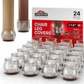 24 PCS Chair Leg Floor Protectors with Felt Pads X-Protector - 1.4" - 1.8" - Furniture Pads for Hardwood Floors - Clear Chair Pads - Floor Protectors for Chairs - Brown Chair Leg Covers!