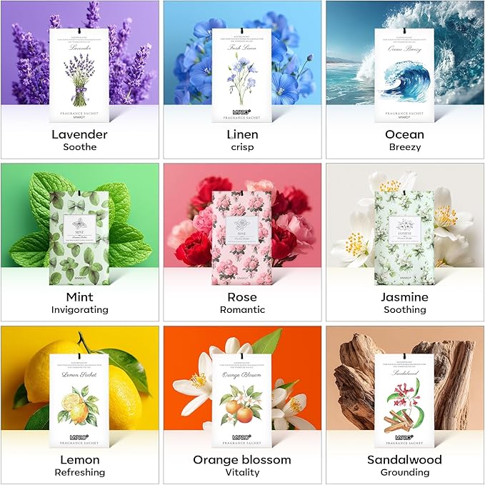 MYARO 20 Packs Rose Scent Sachet Air Freshener for Home Car Closet Drawer Shoe Odor Eliminator Long Lasting Deodorizer