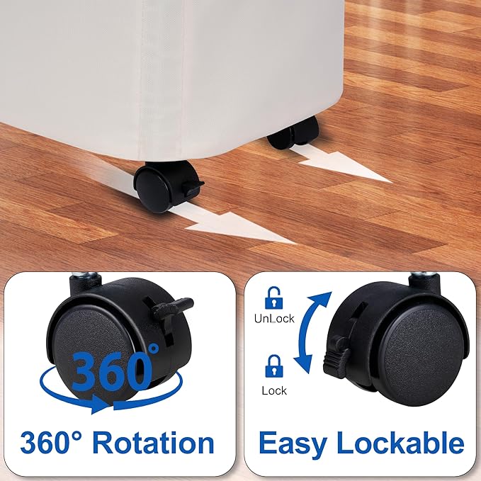 Slim Laundry Hamper with Lid and Wheels, Small Rolling Laundry Basket with Handle for Small Spaces, Tall Dirty Clothes Hampers for Dorm, Bathroom and Bedroom, 55L, Beige