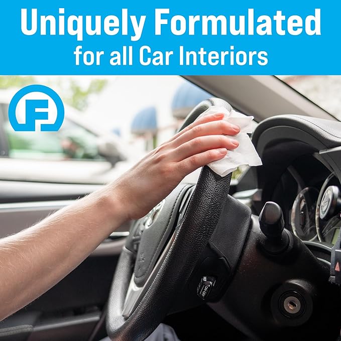 Fortress Car Interior Wipes with Microfiber Cloth (25 ct, Pack of 24) for Car Interior Cleaning, Dashboard, Seats, Detailing, and Steering Wheel [Travel Size] Skin-Safe Car Interior Cleaner Supplies