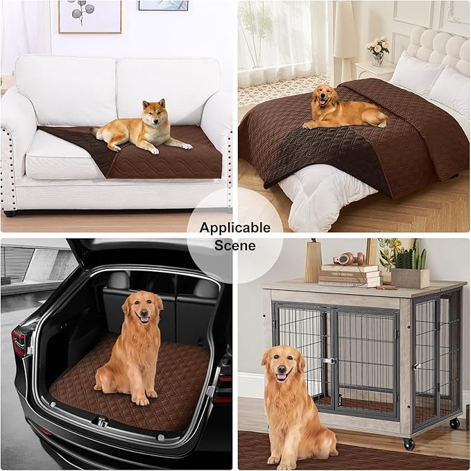 Smiry Reversible Waterproof Couch Covers for Sofa, Washable Dogs Pet Couch Covers for 3 Cushion Sofa Pet Friendly, Water Resistant Furniture Protector Slipcover, Geometric (40"x50", Brown/Chocolate)