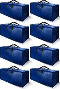 Cosy Family 8 Pack Heavy Duty Extra Large Moving Bags with Backpack Straps - Strong Handles & Zippers, Storage Totes For Space Saving, Fold Flat, Alternative to Moving Box (Set of 8, Blue)