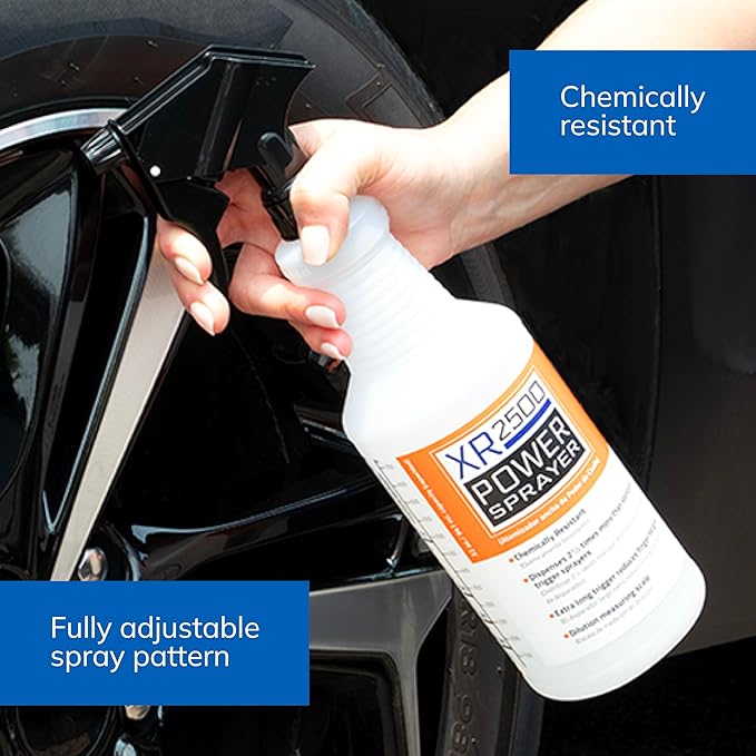 SprayCo 32oz Chemical Resistant Spray Bottle – Adjustable Nozzle, Built-in Dilution Scale, Heavy Duty Plastic, All-Purpose Cleaning, Gardening, Car Detailing, Plant Mister