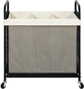 STO STO Laundry Hamper 3 Section, 120L Rolling Laundry Sorter Cart with Removable and Washable Liner Bag, Clothes Hamper with Wheels and Metal Handle for Laundry Room and Bedroom