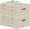 Open Storage Baskets, Collapsible Cube Bins, Fabric Container Organizer with Metal Handles, Boxes for Shelves, Closet, Living Room, 10.2x7.9x6.7in, Grey and Beige, 4 Pack