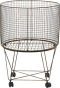 Deco 79 Metal Cylinder Storage Cart with Wheels, 20" x 20" x 28", Bronze