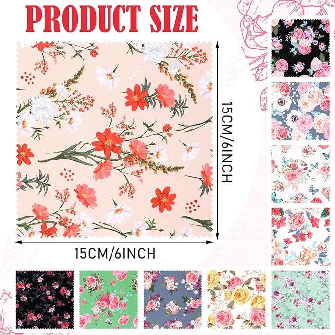 Sinmoe 20 Pcs Microfiber Cleaning Cloth Elegant Flower Design Microfiber Cloth Soft Multicolor Glasses Cleaner for Eyeglasses Camera Lens Cell Phone Screens Glasses, 6 x 6 Inches