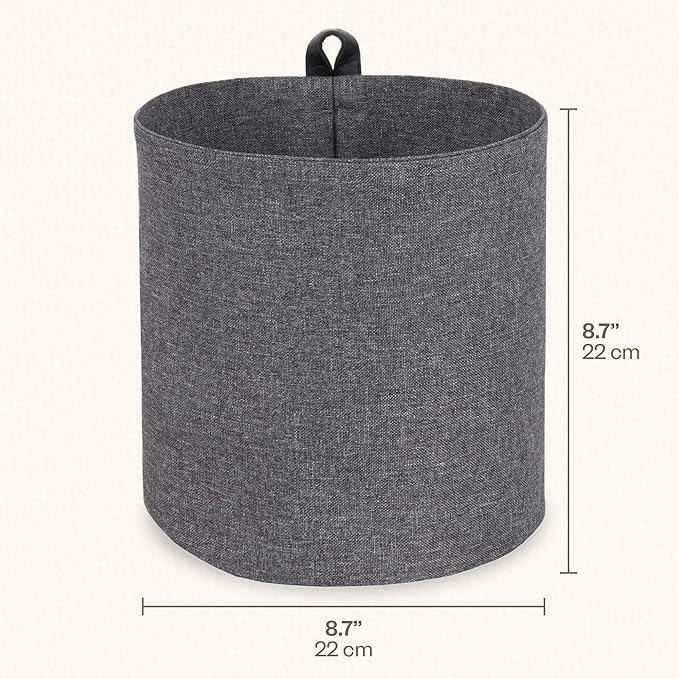 Bigso Box of Sweden Soft Hang Around Hanging Storage Basket Large | for Organizing Everyday Necessities | Collapsible Wall Hanging Storage Basket for Closets, 8.7" x 8.7" | Large | Grey