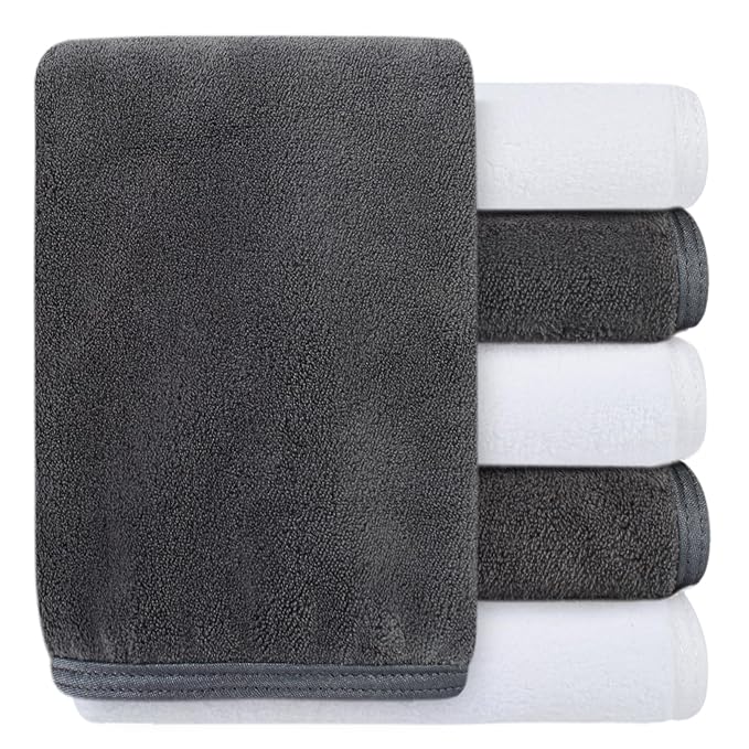 SINLAND Absorbent Coral Velvet Washcloth Ultra Soft Microfiber Face Towels 12 x 12 inch Multi-Purpose Face Cloths for Household and Sport