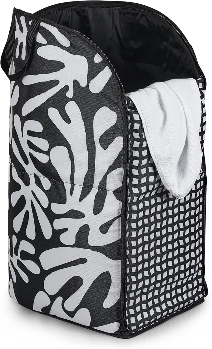 JOMOLA Collapsible Laundry Hamper 75L Large Fabric Foldable Laundry Basket Dirty Clothes Laundry Bag with Handles for Family College Dorm Storage Organizer (Black)