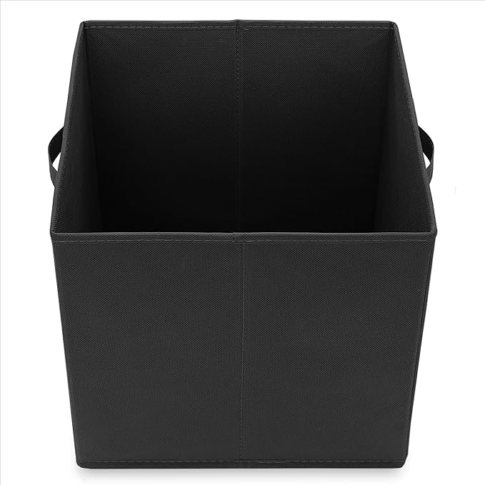 Casafield Set of 6 Collapsible Fabric Cube Storage Bins, Black - 13" Foldable Cloth Baskets for Shelves, Cubby Organizers & More
