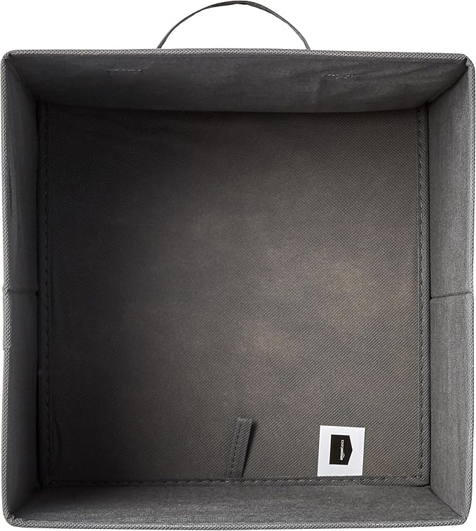Amazon Basics Collapsible Fabric Storage Cube Bins Organizer with Handles for Organizing, Sturdy, Gray, 13 x 13 x 13 inch, 6-Pack