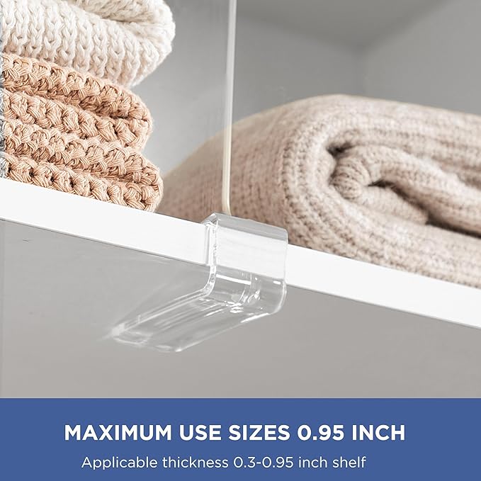 HBlife 6 Pack Clear Shelf Dividers, Vertical Purse Organizer for Closet Perfect for Sweater, Shirts, Handbags in Bedroom and Kitchen, Adjustable Acrylic Bookshelf for Organization