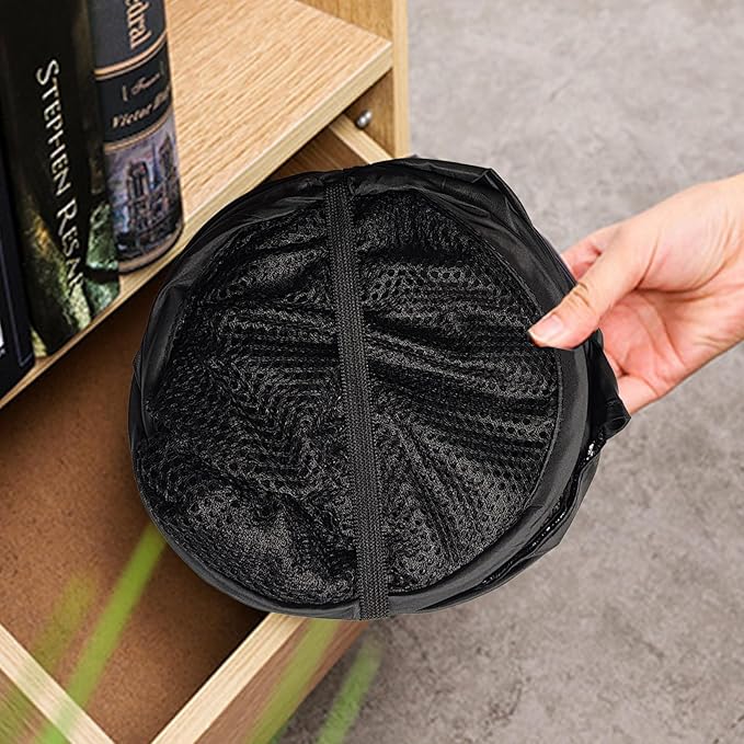 The upgraded pop-up laundry basket features a breathable side pocket mesh design, making it ideal for rooms, apartments, dormitories, travel, business trips, and children's storag(1, Black)