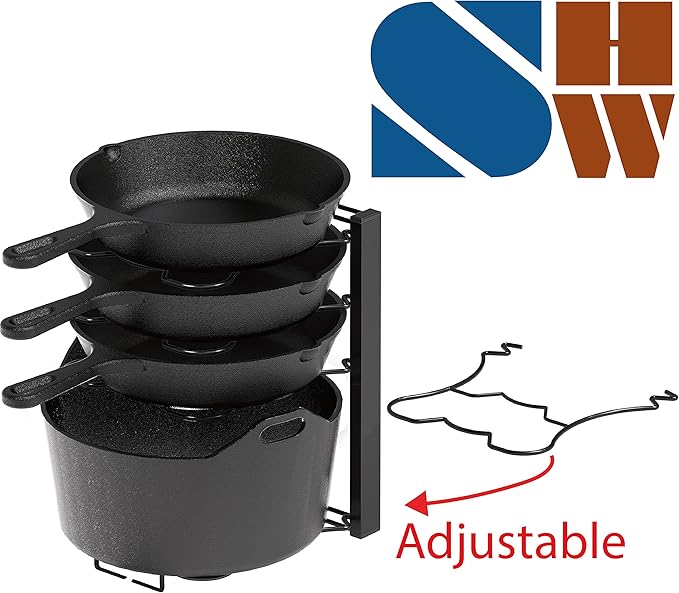 SIMPLE HOUSEWARE 5 Compartments Height Adjustable Pan Organizer, Black