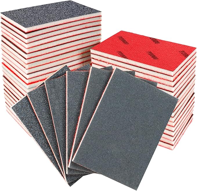 36 Pcs Sanding Sponge 80/120/180/240/320/400 Grit Sandpaper Assortment, Washable & Reusable Sanding Blocks for Wood, Metal, Drywall, Glazing, Wet Dry Sandpaper for Smooth Finishing