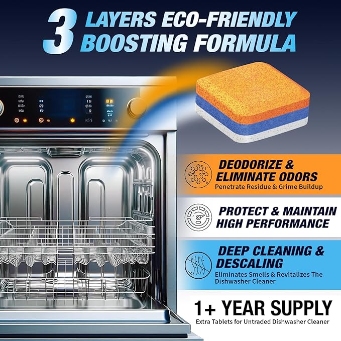 Washing Machine Cleaner Tablets for Pet Owners 28 Pack & Dishwasher Cleaner Deodorizer Descaler Tablets 28 Pack Bundle - 1 Plus Year Supply - Septic Safe Eco Friendly Formula