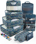 Veken 8 Set Packing Cubes for Travel Essentials, Suitcase Organizer Bags in 4 Sizes, Carry-On Luggage Accessories with Large Laundry & Hanging Toiletry Bag, Must-Have for Airplane, Road Trip & Camping