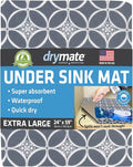 Drymate Premium XL Under Sink Mat, Waterproof Cabinet Protection Mats for Kitchen & Bathroom, Absorbent Shelf Liners, Slip-Resistant, Non-Adhesive, Machine Washable (USA Made)(24”x59”)(Indigo Grey)