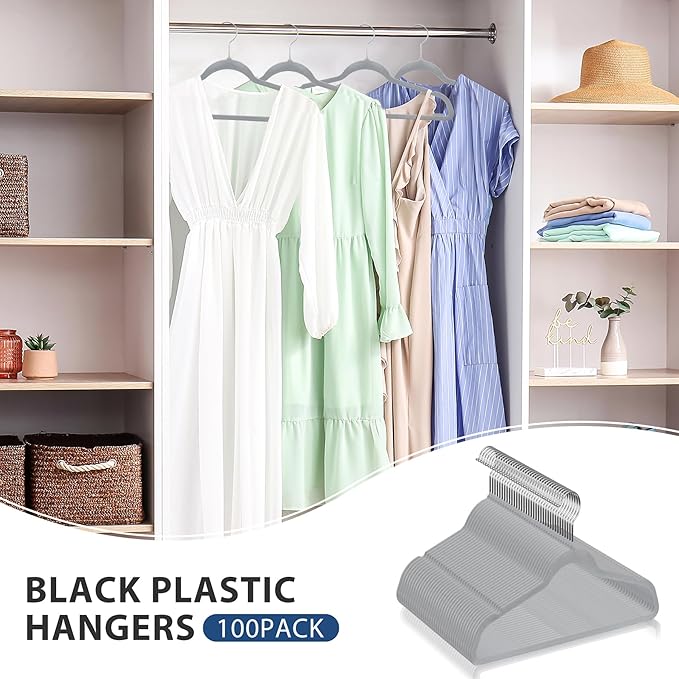 SUPER DEAL Velvet Hangers 100 Pack, Premium Clothes Hanger Slim Non-Slip Notched for Suit Coat Pants, Dress 360 Degree Swivel Space Saving Heavy Duty for Closet, Grey