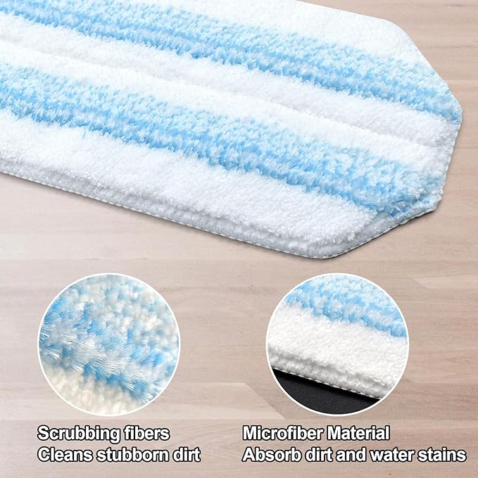 Mop Pads Replacements Compatible with O Cedar H2prO Flat Mop System Microfiber Mop Replacement Heads for O-Cedar/Vileda H2prO Flat Floor Mop, Washable & Reusable Pad Refills for Deep Cleaning, 4 Pack