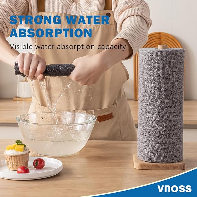 55 Pack Microfiber Cleaning Cloth Roll, Tear Away Reusable Towels, 11" X 9", Ultra Absorbent & Lint Free Cloth for Cars, Kitchen, Window, Home and Shop, Grey