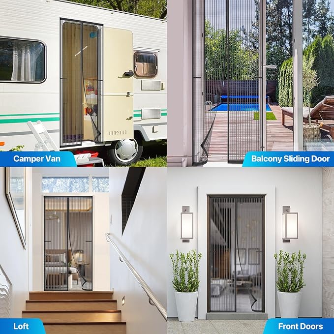Heavy Duty Door Screen Magnetic Closure, LOVIGA Thickened Fiberglass Screen Door Mesh, Self Sealing, Tear Resistant, Easy Assemble, Fine Mesh Keep Bugs Out Fit Door Size 36 Inch X 78 Inch
