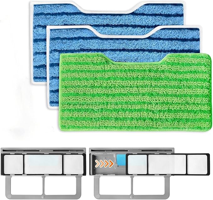 Reusable Replacement Pads Compatible with Shark Vac Pad VM252 VM251 VM200 VM200C VM190 VM252C QM250 VM250 VC205 Vacuum Mops Vacuum Mop Refills Upgraded Design of Dirt Chamber, 1+2+4 Pack