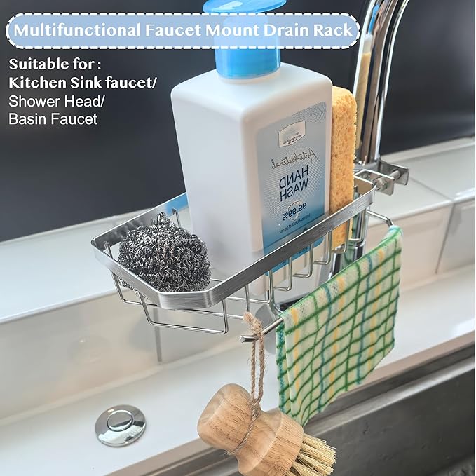 Sink Sponge Holder, Soap Holder Shower, Sink Drying Rack, Soap Container, Bathroom Organizers, Sponge Caddy, Kitchen Organization and Storage, Kitchen Rack, Bathtub Organizer (ROUND LEFT)