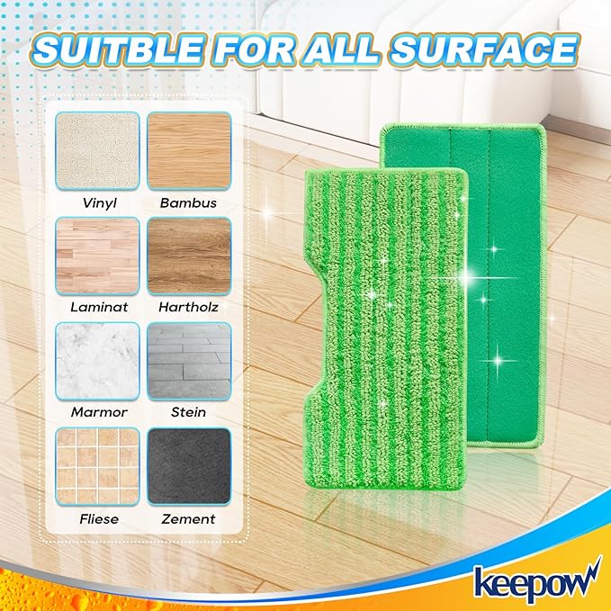 KEEPOW Reusable Mop Pads Refills, Mop Replacement Pads Compatible with Shark Vac Mop VM252 VM200 VC205 VM250 /QM250 VM190 VM200P12, Hardwood Floor Mop Pad with Upgraded Dirt Chamber (1+2+3 Pads)