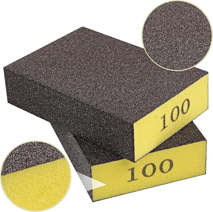 Romeda 8-Pack Sandpaper Block, 100 Grits Washable and Reusable Handmade Sanding Sponge, Drywall Sandpaper Blocks for Wooden Drywall Sheetrock and Metal Glazing