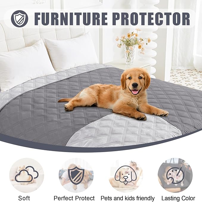 Smiry Waterproof Dog Bed Cover Blanket 40x50, Soft Reversible Pet Blanket, Washable Leakproof Cats Dogs Couch Cover for Sofa, Couch, Furniture, Lattice, Grey/Light Grey