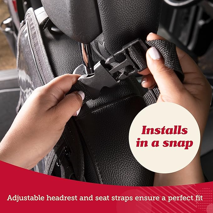 Lusso Gear Heavy Duty Back Seat Car Organizer Extra Large for Protection, Sag Proof & Reinforced Corners, Protects iPad & Backseat, 12 Versatile Car Seat Organizer Storage Compartments (Black) 2-Pack